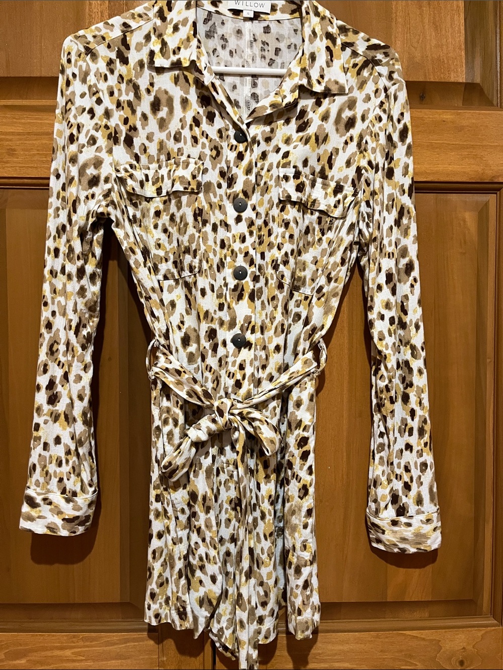 Willow Leopard-Print Button-Front Romper in White, Brown, Gold